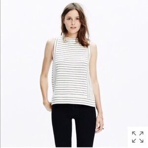 Madewell White and Black Striped Tank Top